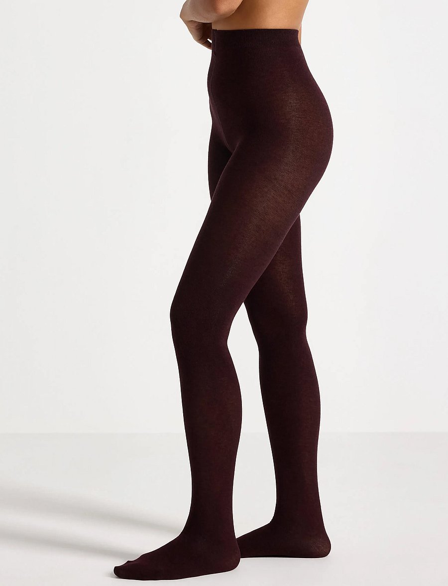 Lindex - Knitted tights in cotton - modetrends - dark red melange - 3