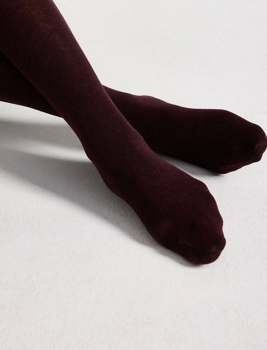 Lindex - Knitted tights in cotton - modetrends - dark red melange - 4