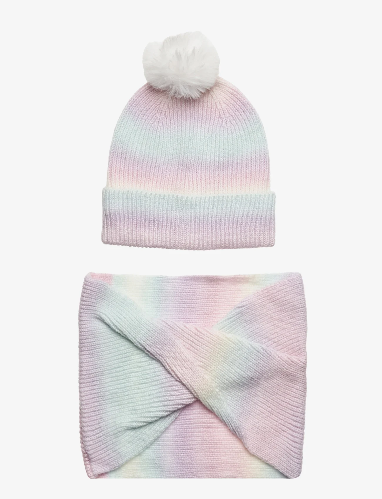 Lindex - Knitted rainbow set beanie sca - tubetørklæder - light pink - 0