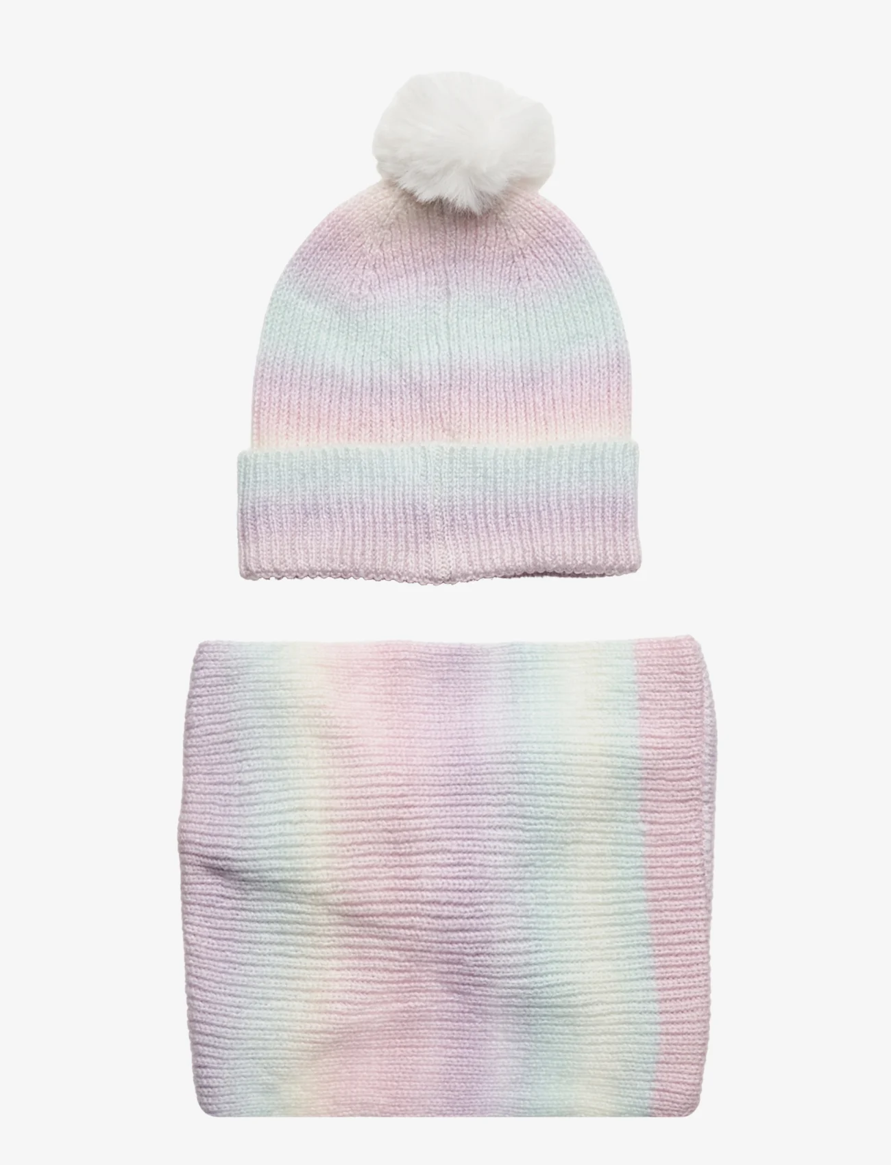 Lindex - Knitted rainbow set beanie sca - tubetørklæder - light pink - 1
