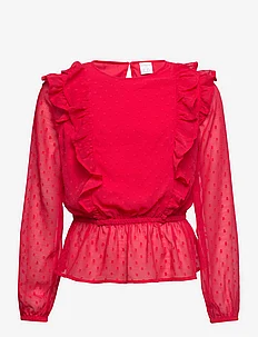 Blouse chiffon flounces red, Lindex