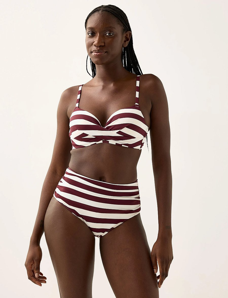 Lindex - Shaping bikini bottom with high waist - bikinitrosor med hög midja - dark dusty red - 0