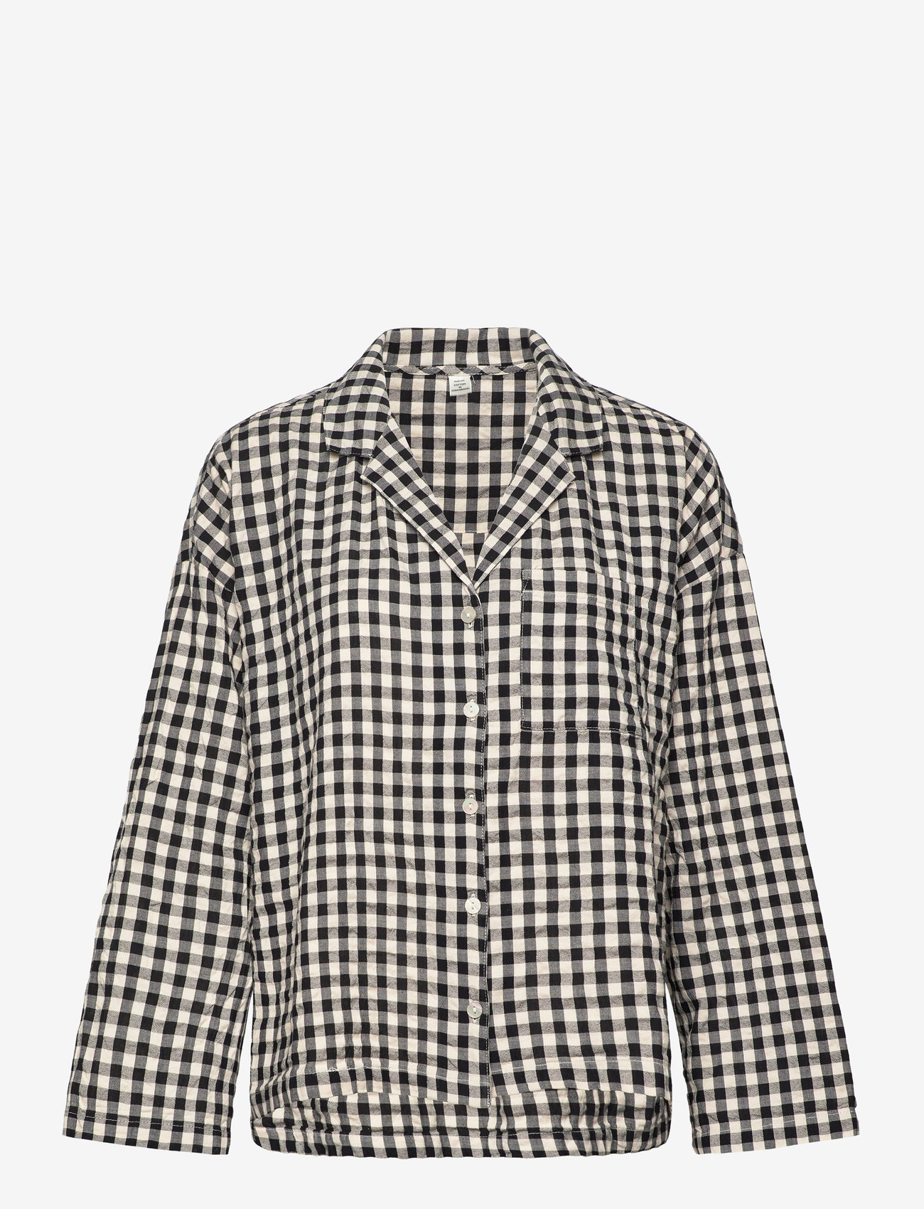 Lindex - Pyjama shirt in seersucker - overdele - black - 1