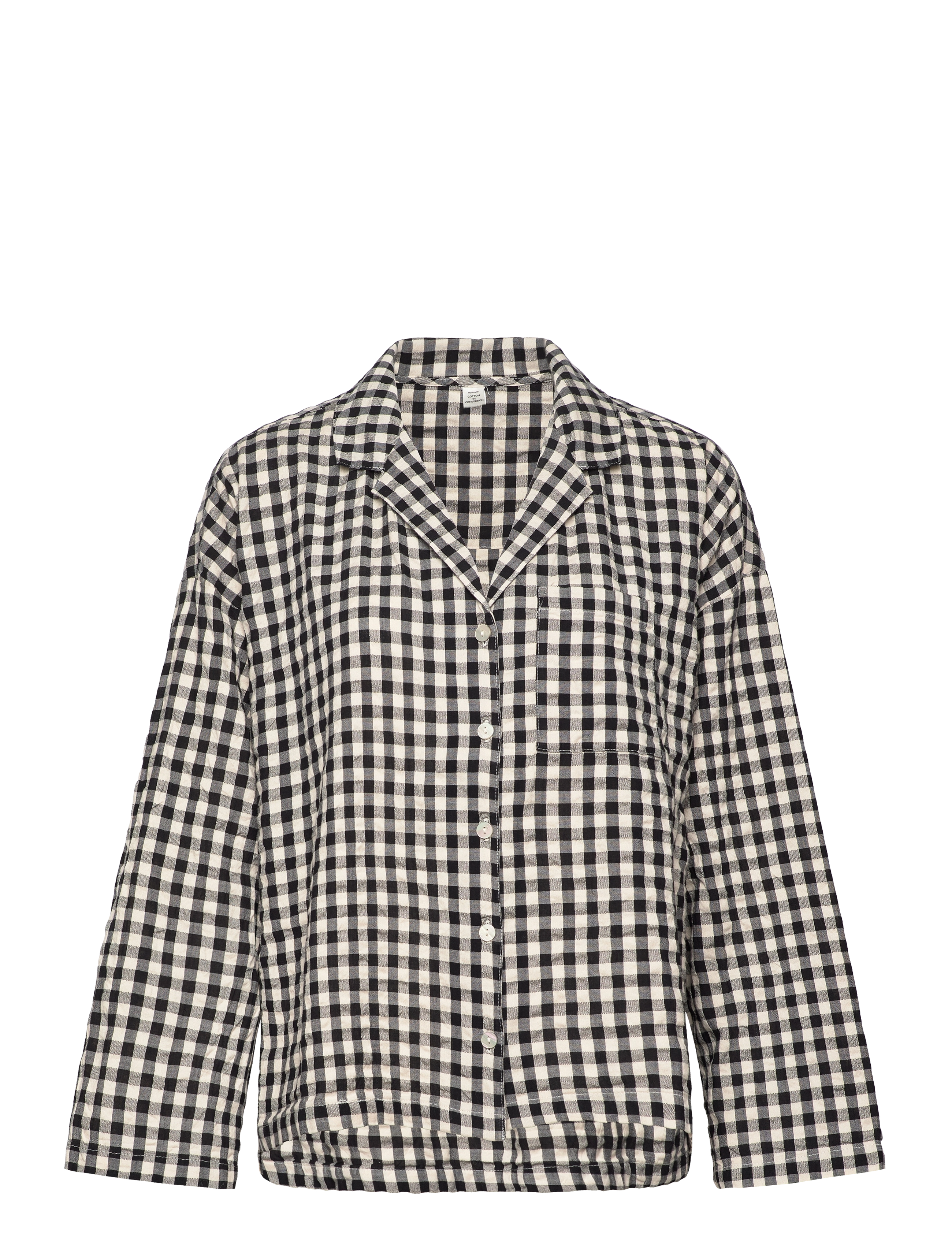 Lindex Pyjama shirt in seersucker - Unterwäsche - BLACK / black