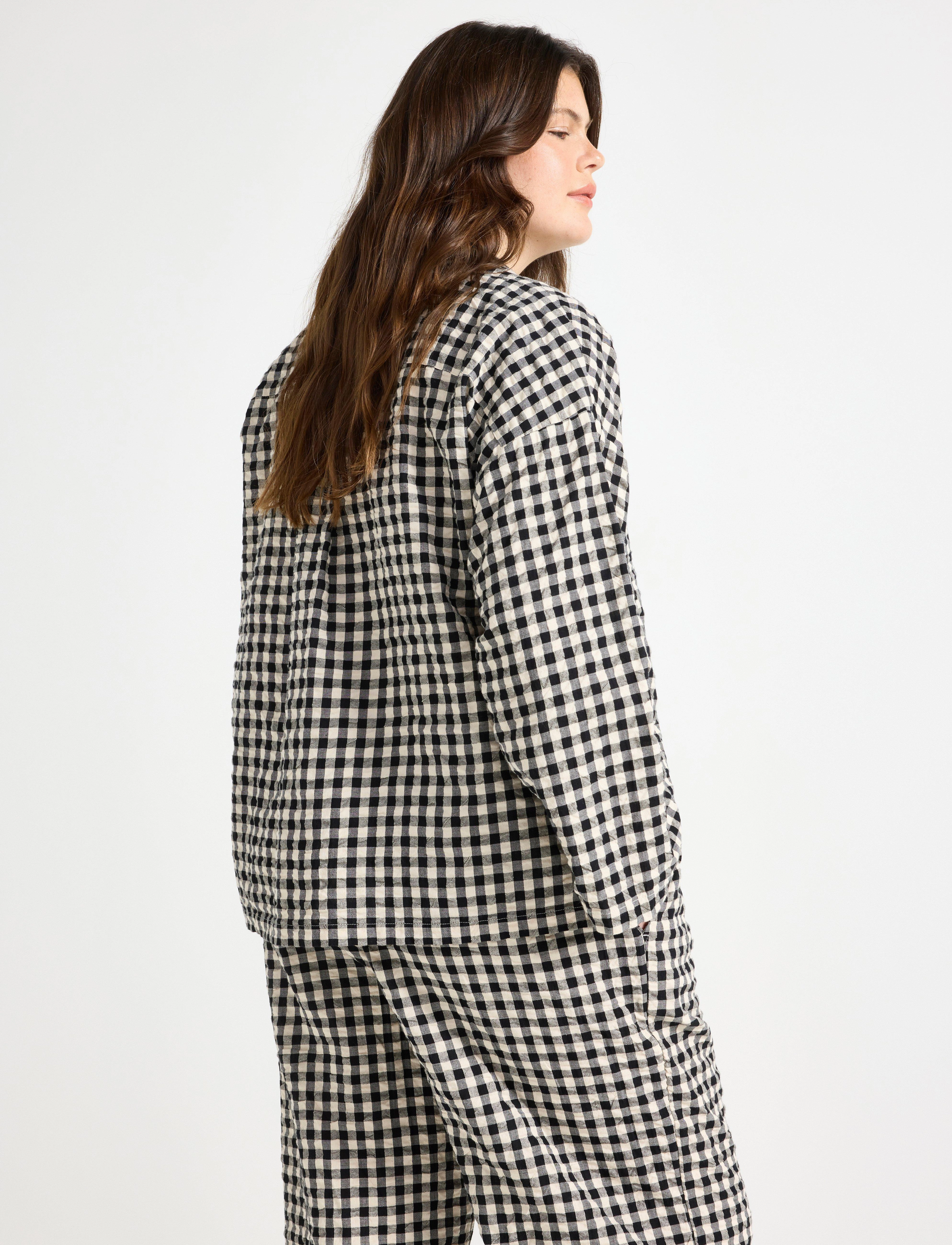 Lindex - Pyjama shirt in seersucker - yläosat - black - 3