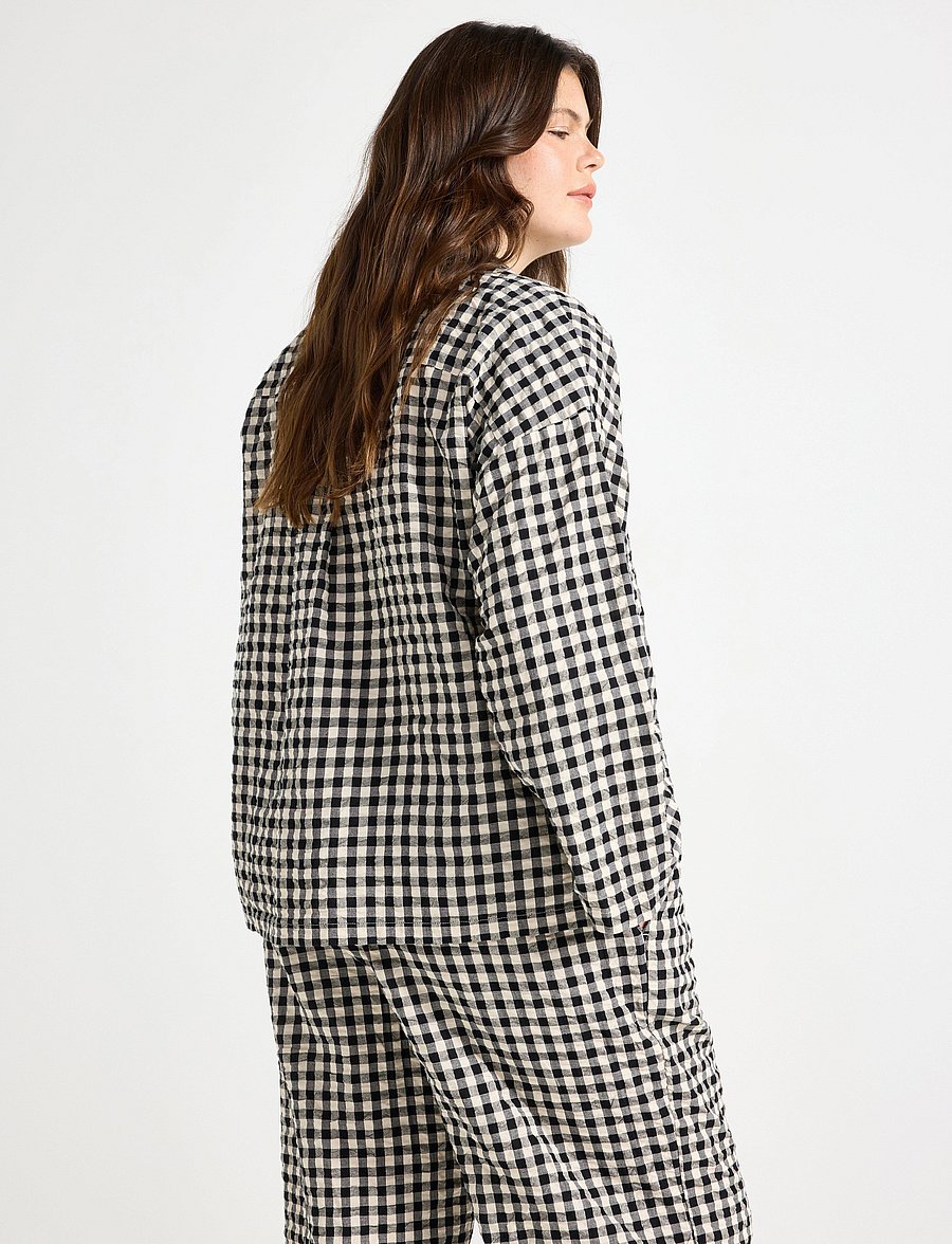 Lindex - Pyjama shirt in seersucker - oberteile - black - 3