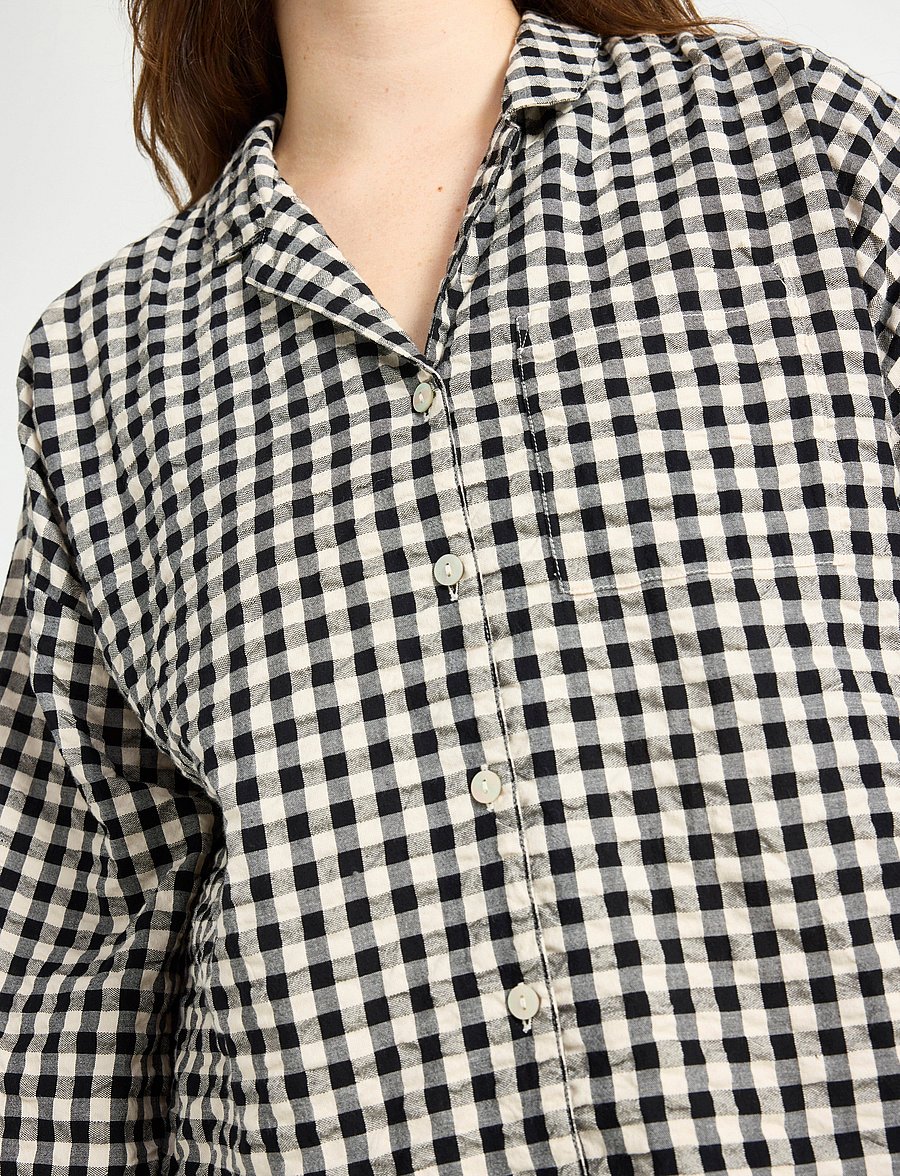 Lindex - Pyjama shirt in seersucker - oberteile - black - 4