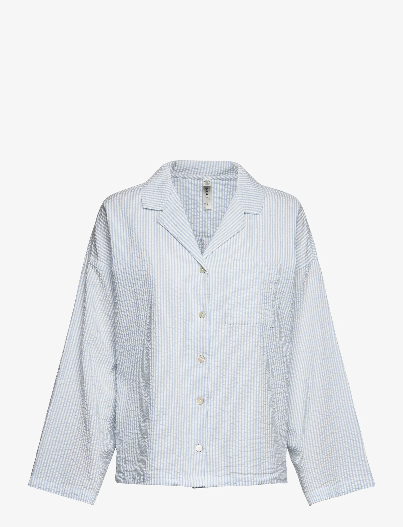 Lindex - Pyjama shirt seersucker - laagste prijzen - blue - 0