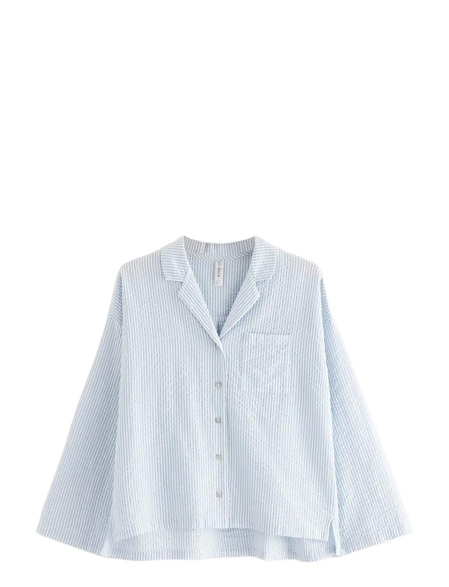 Lindex - Pyjama shirt in seersucker - hauts - blue - 1