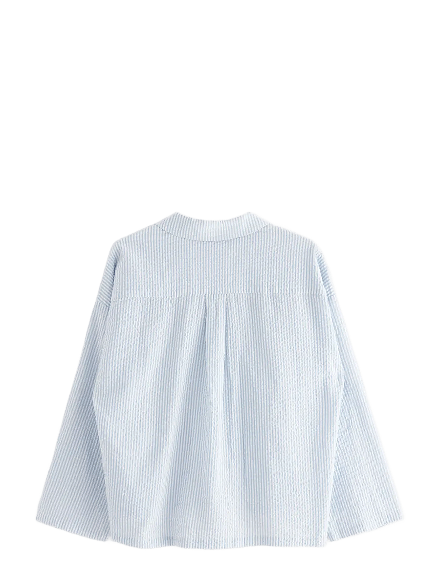 Lindex - Pyjama shirt in seersucker - hauts - blue - 2