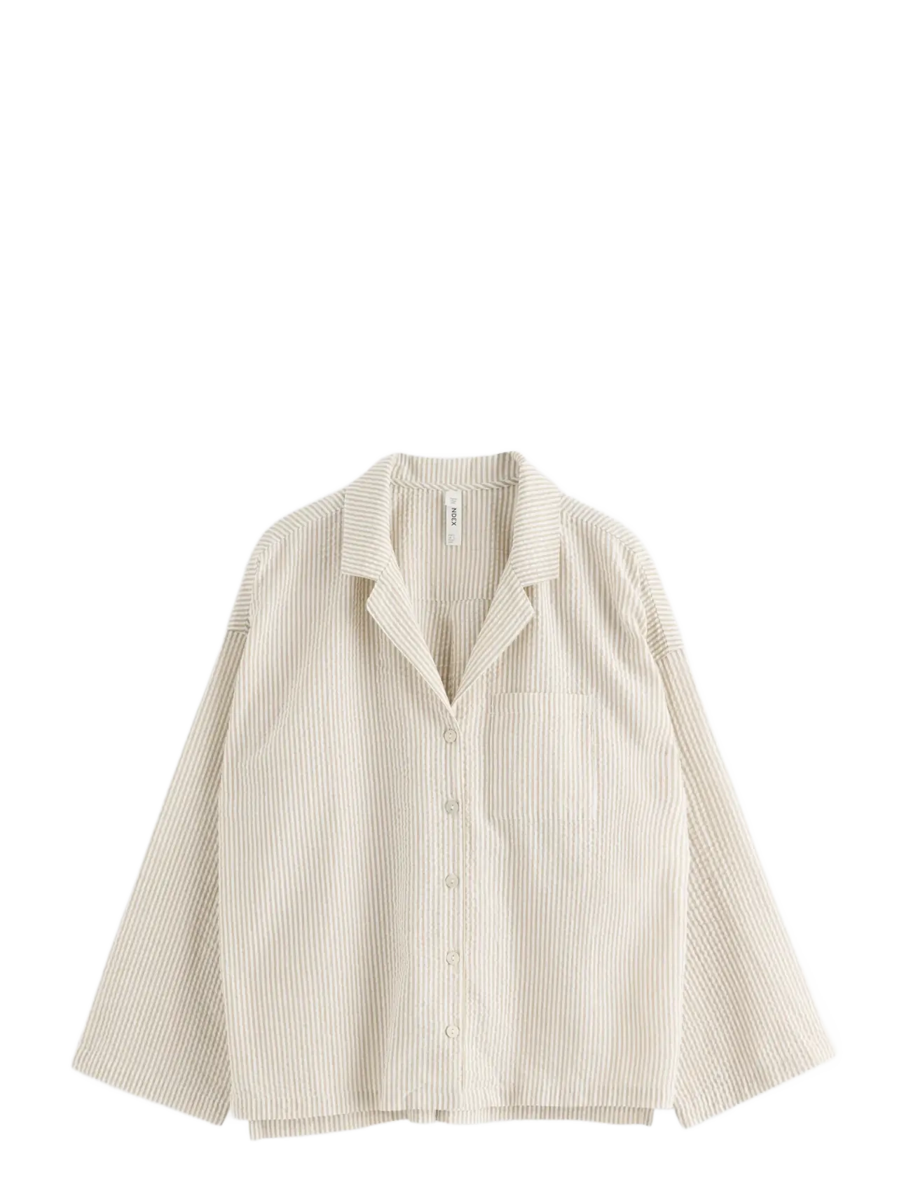 Lindex Pyjama shirt in seersucker - Tops - LIGHT DUSTY KHAKI / beige
