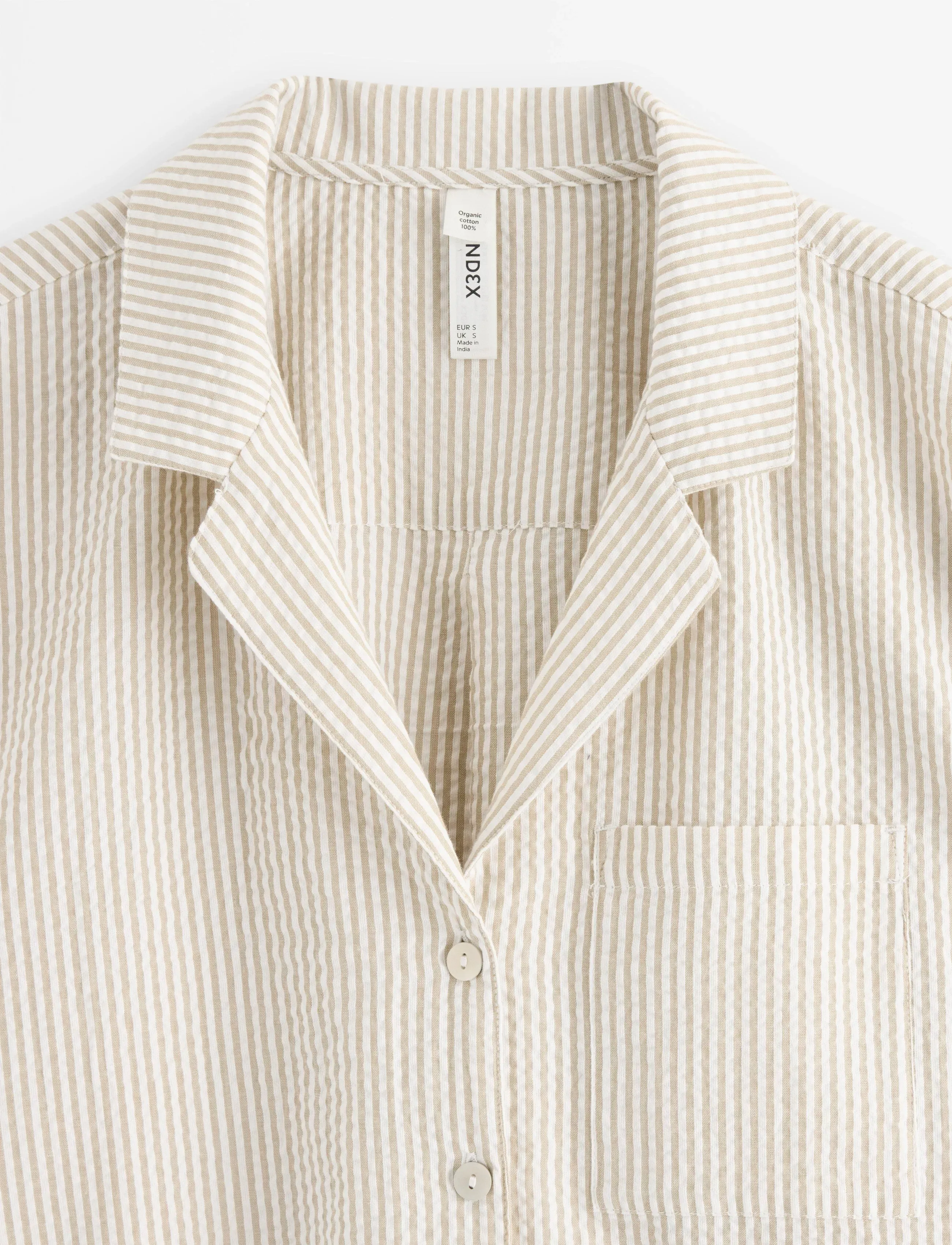 Lindex - Pyjama shirt in seersucker - tops - light dusty khaki - 5