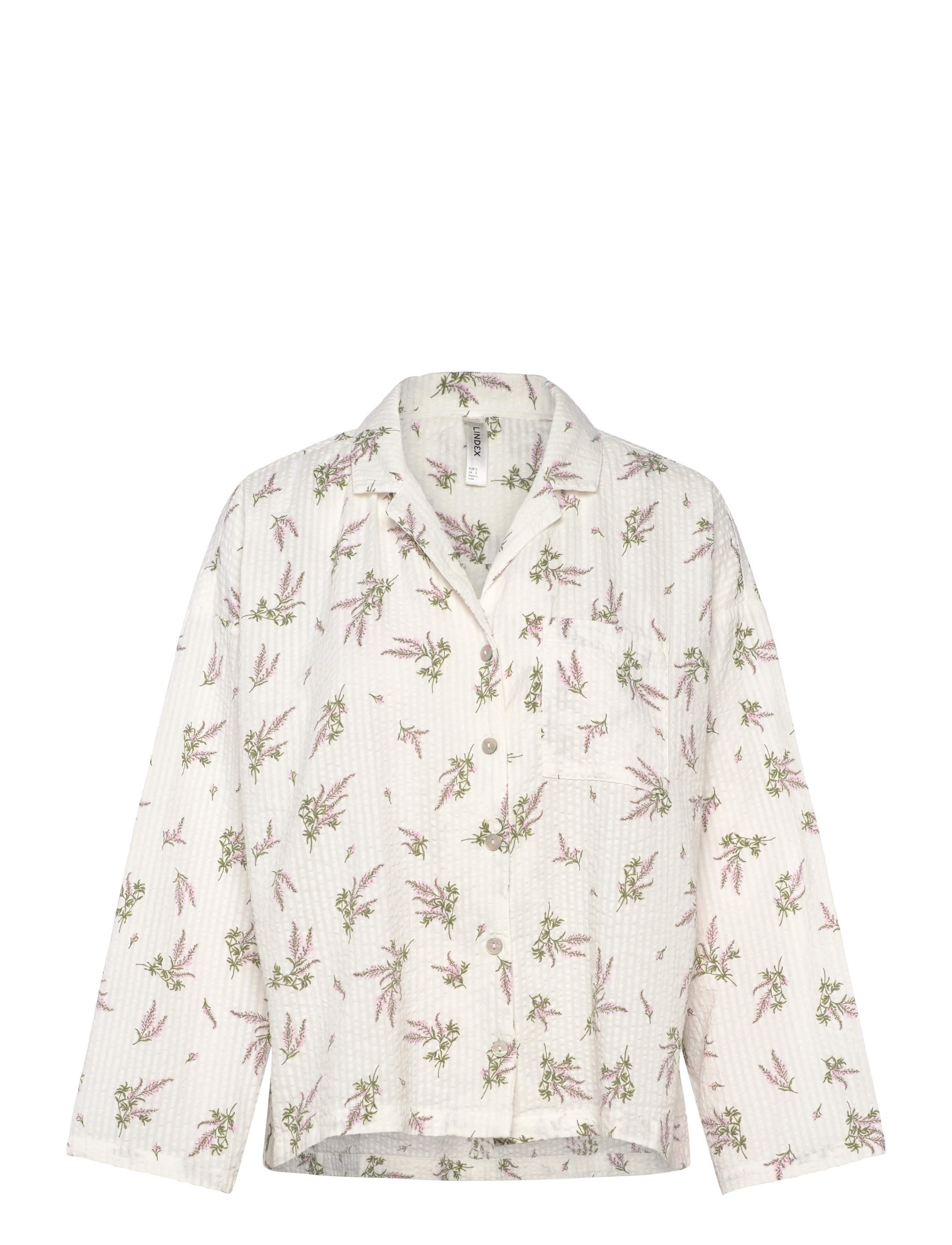 Lindex Pyjama Shirt In Seersucker, S, Night & Loungewear, Creme - Oberteile, Frauen