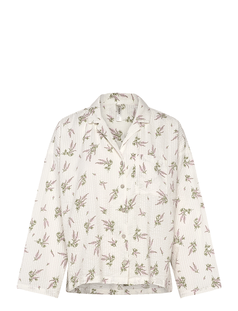 Lindex - Pyjama shirt in seersucker - topid - light pink - 0
