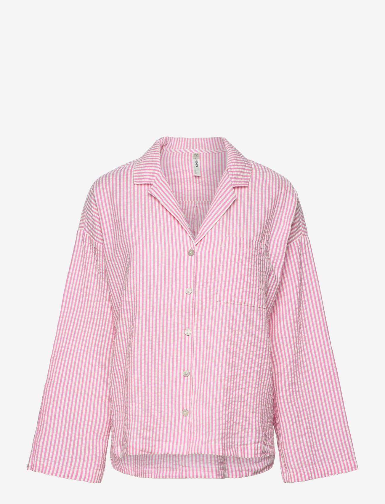 Lindex - Pyjama shirt seersucker - julepyjamas - pink - 1