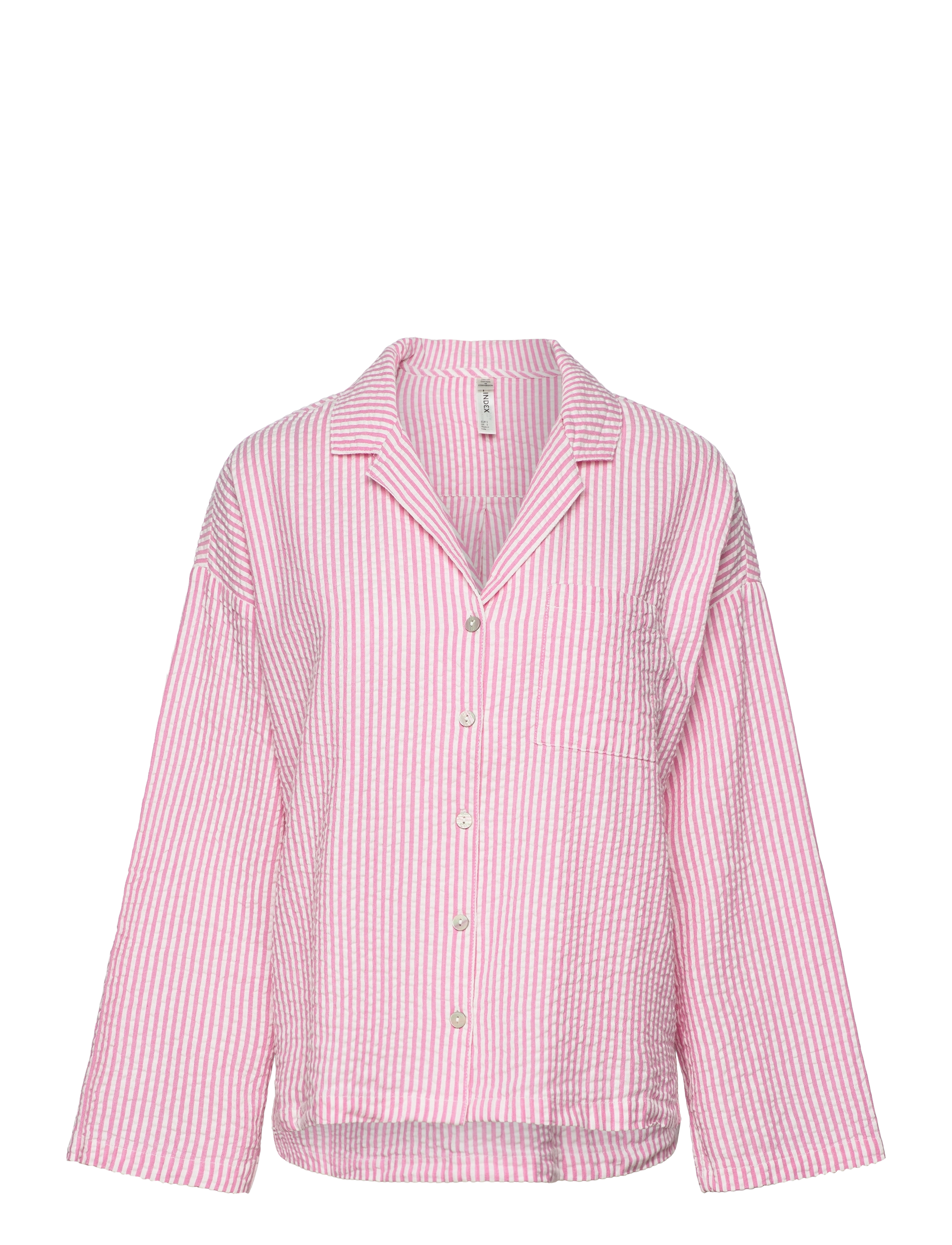 Lindex Pyjama shirt in seersucker - Unterwäsche - PINK / pink/rose
