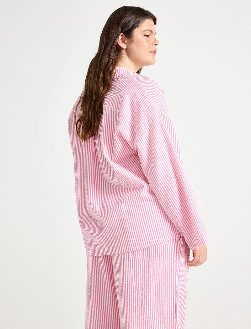Lindex - Pyjama shirt seersucker - Överdelar - pink - 3
