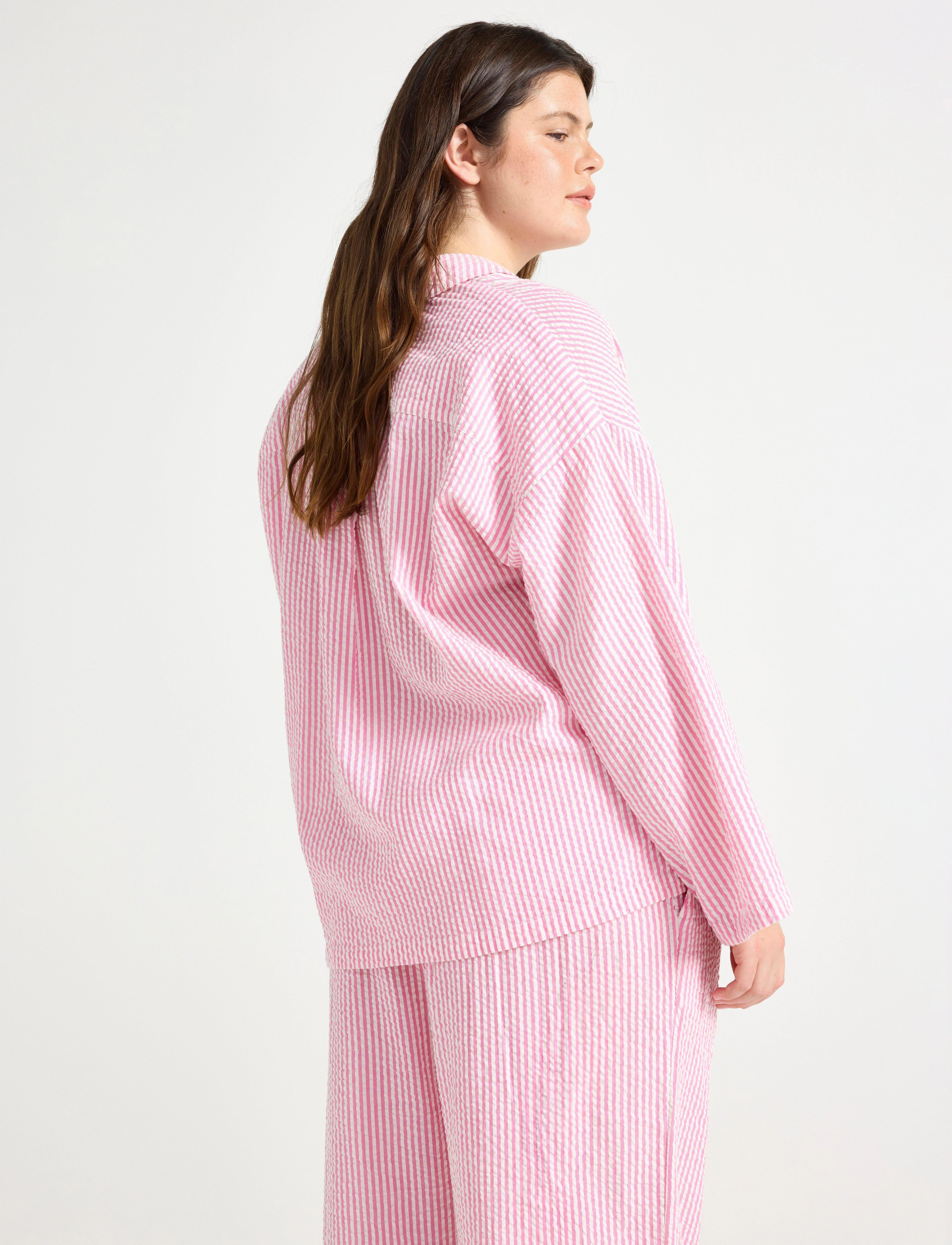Lindex - Pyjama shirt in seersucker - oberteile - pink - 3