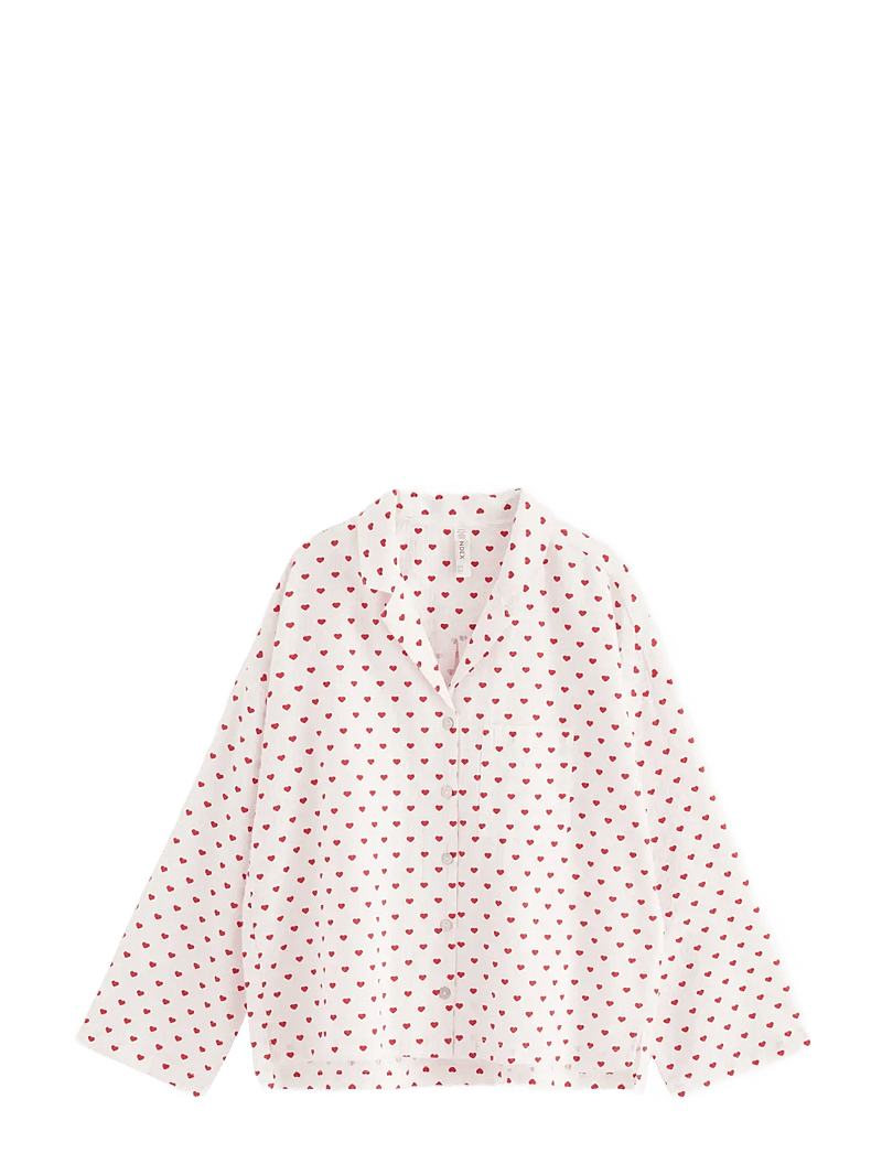 Lindex - Pyjama shirt seersucker - jõulupidžaamad - red - 1