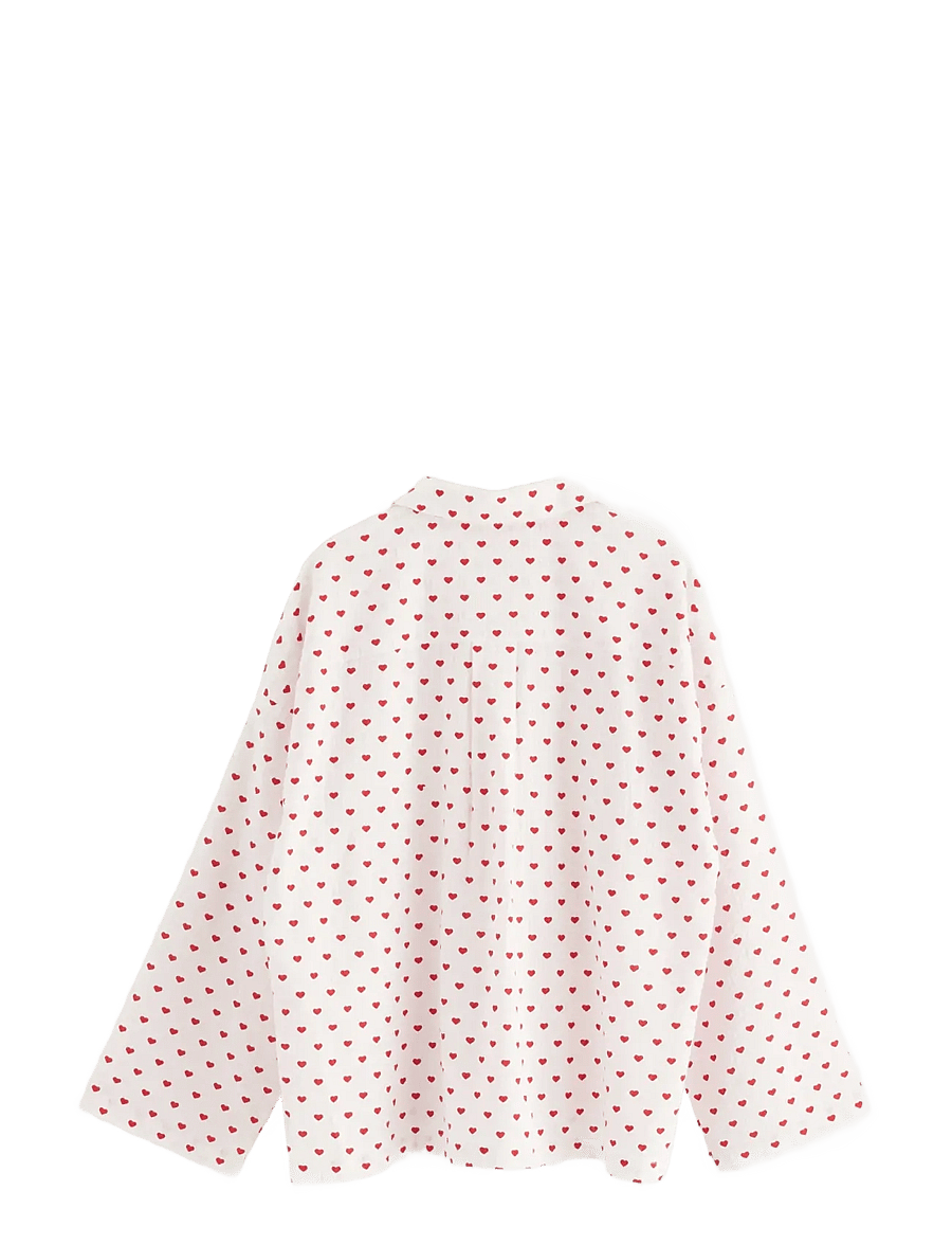 Lindex - Pyjama shirt in seersucker - hauts - red - 2