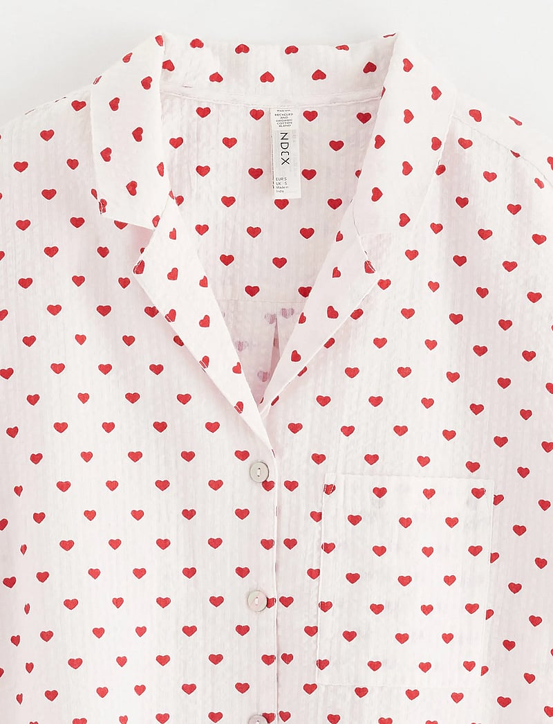 Lindex - Pyjama shirt seersucker - jõulupidžaamad - red - 5