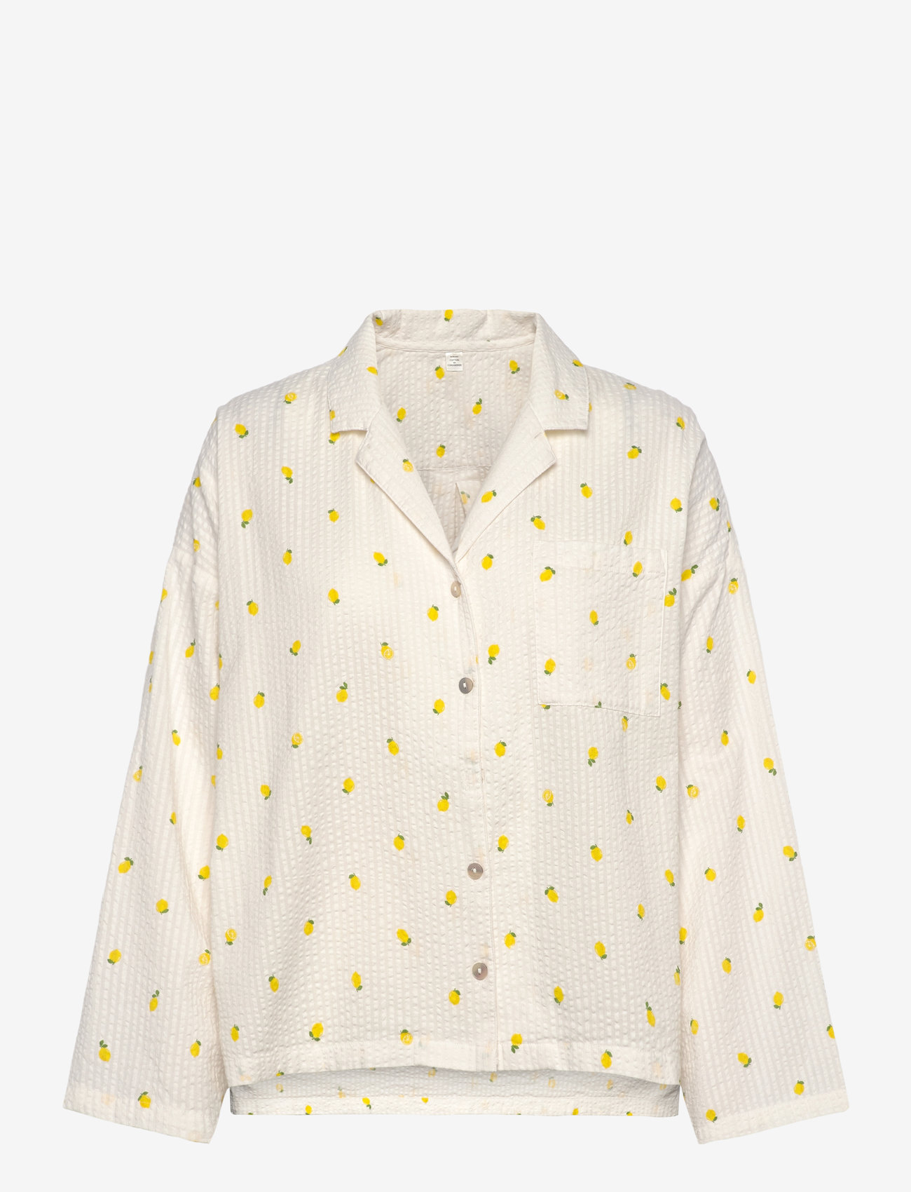 Lindex - Pyjama shirt seersucker - julepyjamas - yellow - 1