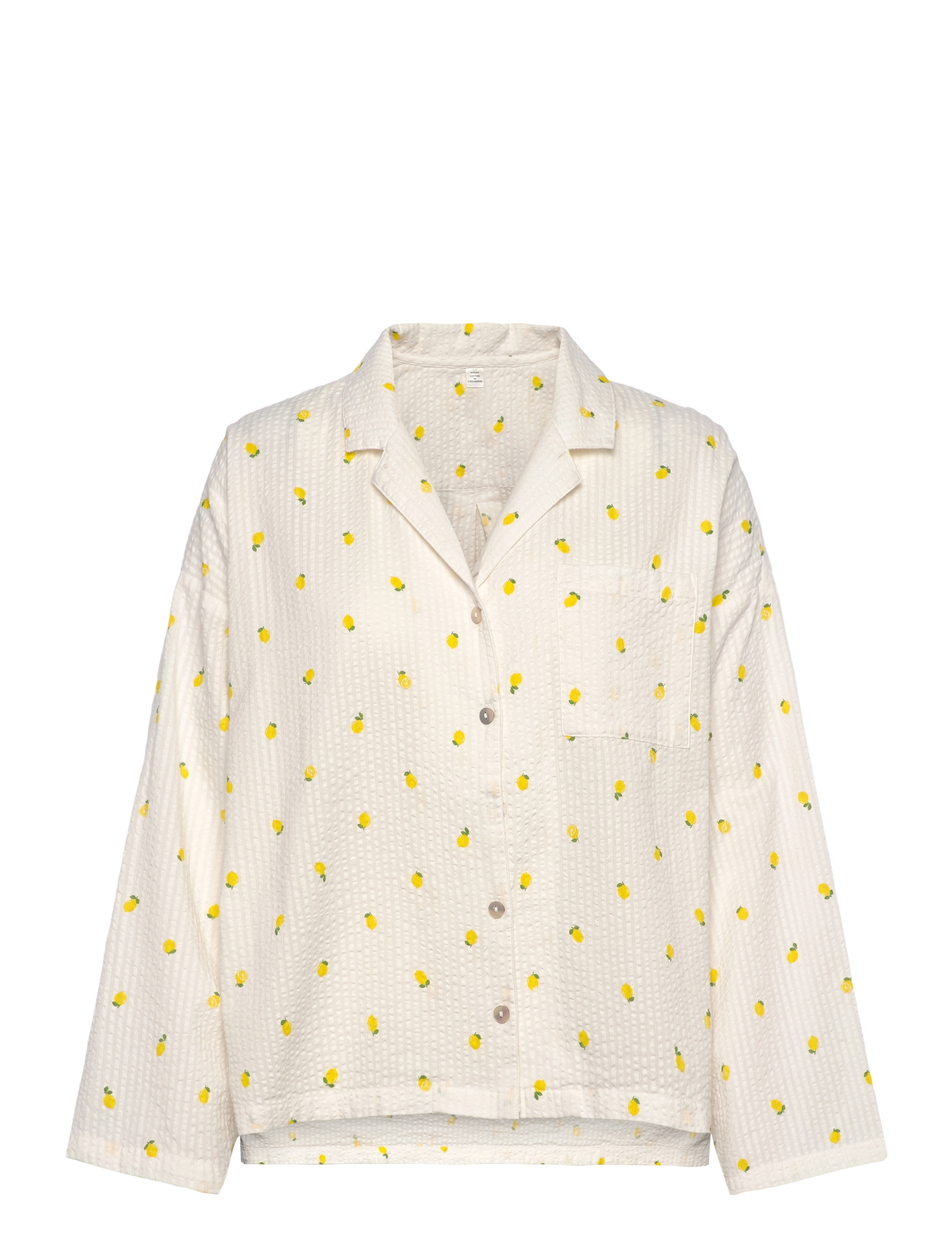 Lindex Pyjama shirt in seersucker - Unterwäsche - YELLOW / white