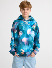 Lindex - Sweatshirt hood aop ocean spac - hoodies - offblack - 0