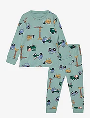 Lindex - Pajama Cars Dinos - pyjamassæt - dusty aqua - 0