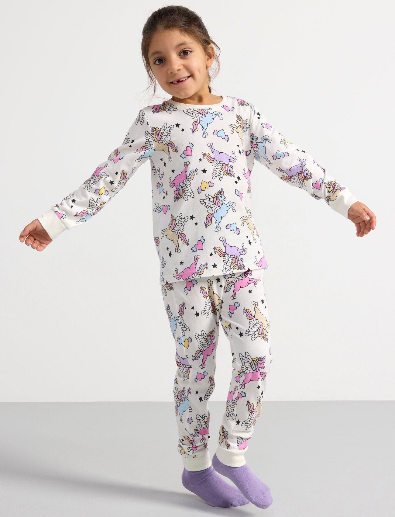 Lindex - Pajama Unicorns and Cute anima - pyjamassæt - light dusty white - 1