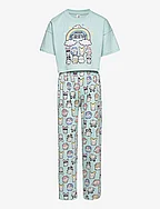 Pajama boxy t shirt Cute swe - LIGHT AQUA