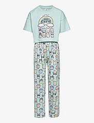 Lindex - Pajama boxy t shirt Cute swe - ensembles - light aqua - 1