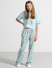 Lindex - Pajama boxy t shirt Cute swe - pyjamassæt - light aqua - 1