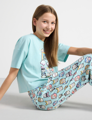 Lindex - Pajama boxy t shirt Cute swe - pyjamassæt - light aqua - 7