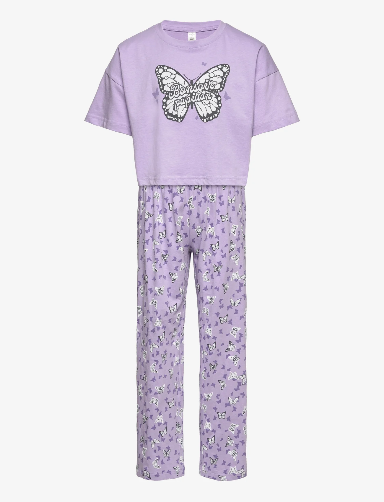 Lindex - Pajama boxy t shirt Cute swe - pyjamasset - light lilac - 0
