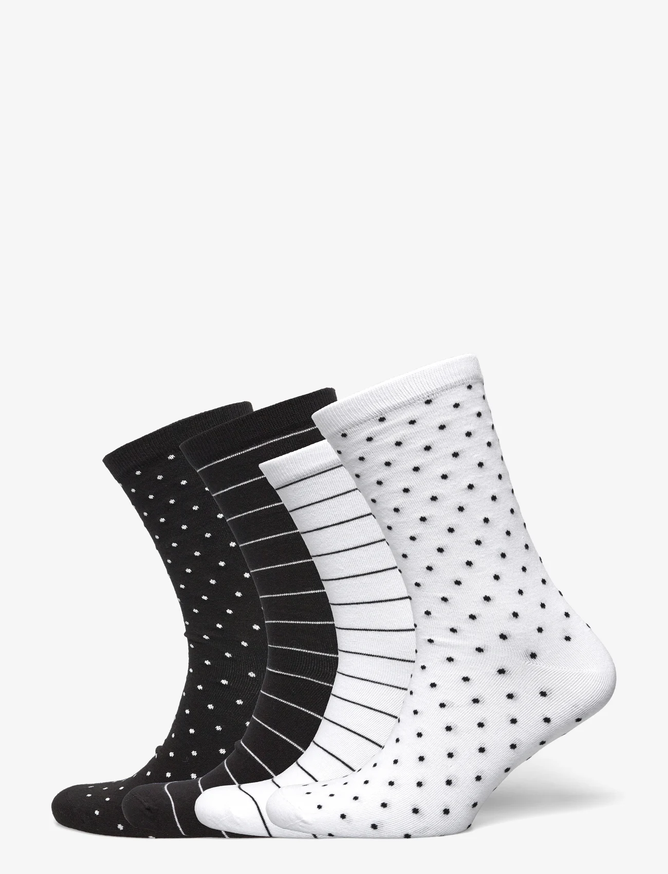 Lindex - Sock 4 p dots and stripes - alhaisimmat hinnat - black - 0