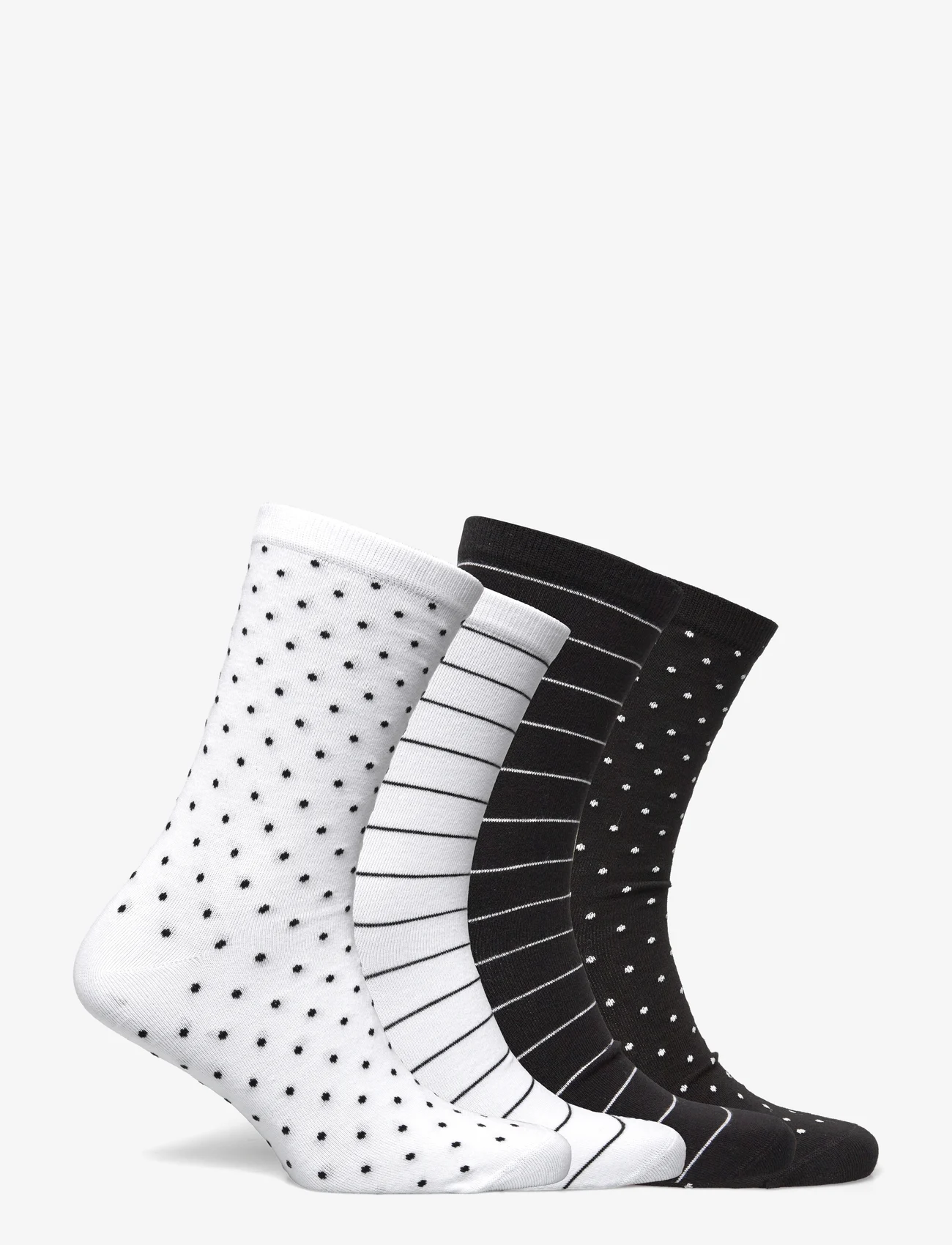 Lindex - Sock 4 p dots and stripes - lägsta priserna - black - 1