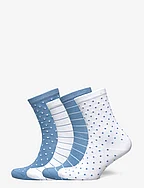 Sock 4 p dots and stripes - LIGHT DUSTY BLUE