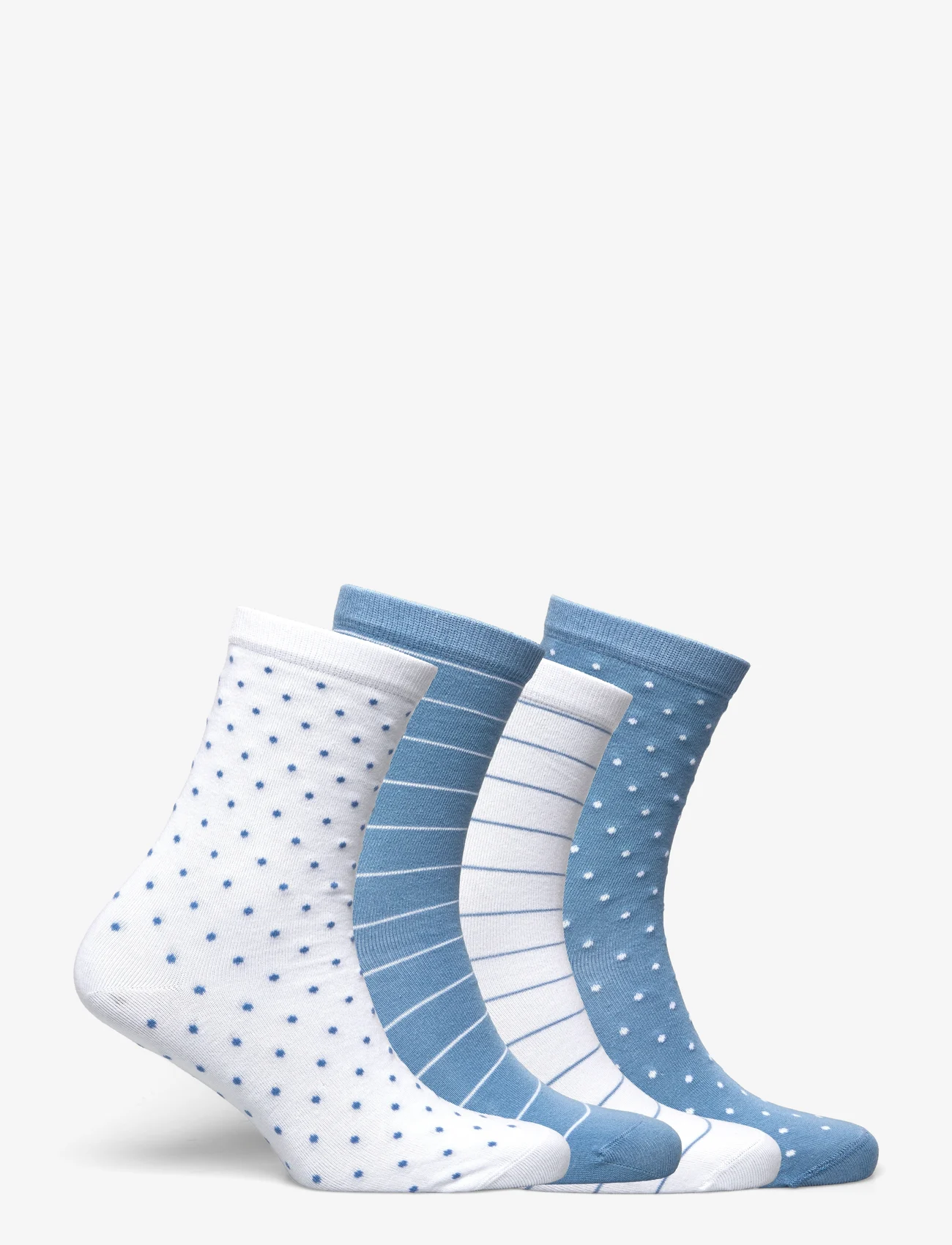Lindex - Sock 4 p dots and stripes - laveste priser - light dusty blue - 1
