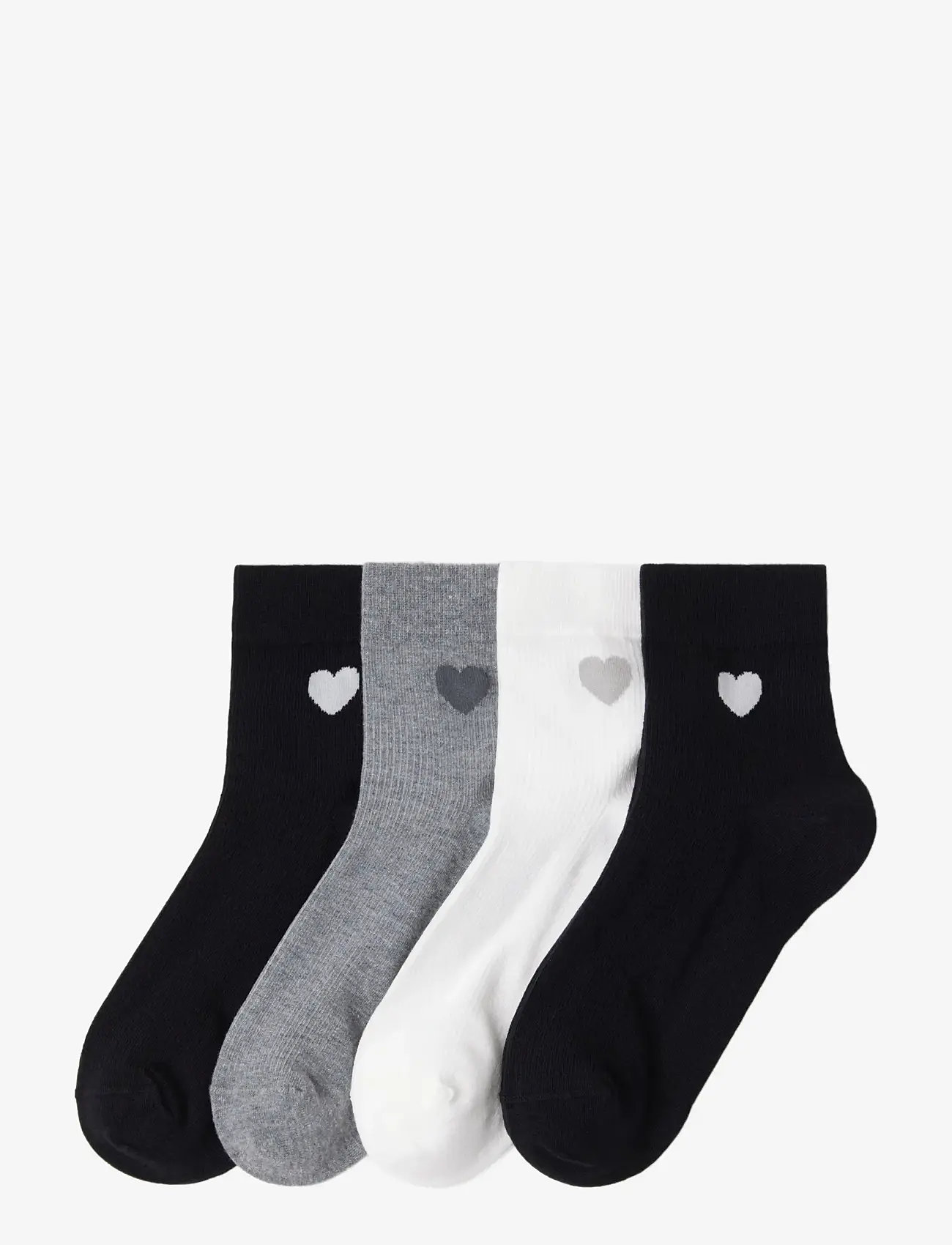 Lindex - Sock high ankle 4p placed hear - crew-socken - black - 0