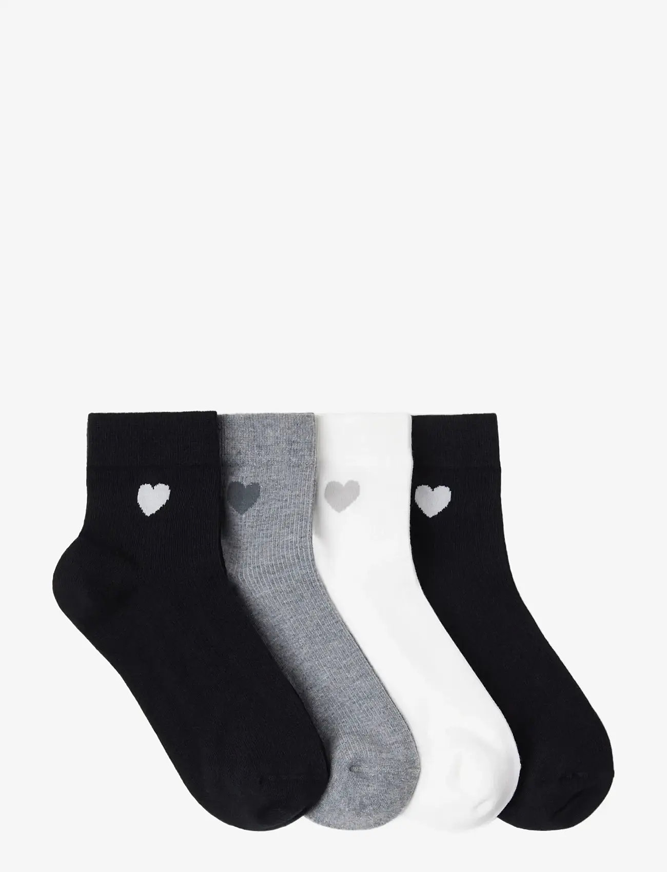 Lindex - Sock high ankle 4p placed hear - crew-socken - black - 1