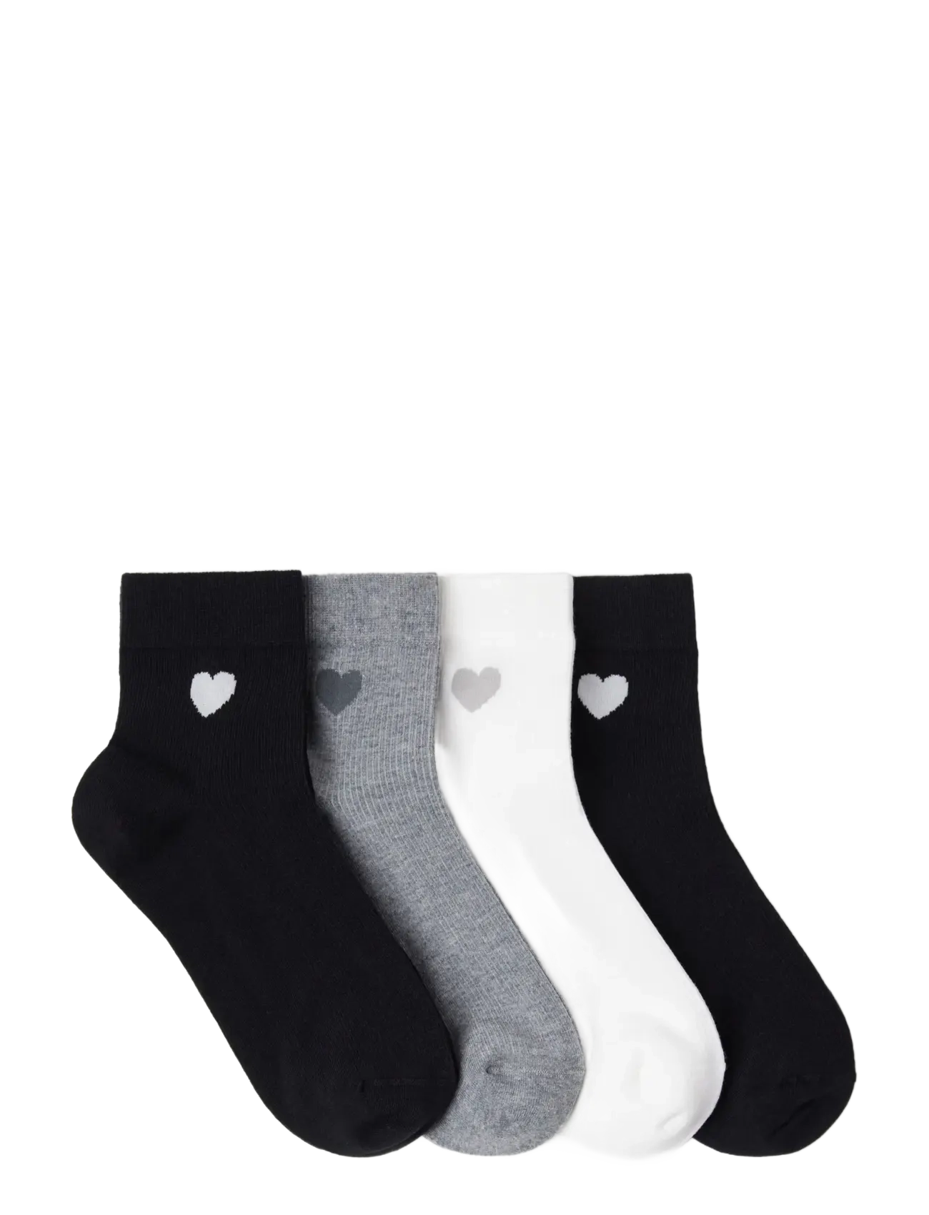Lindex - Sock high ankle 4p placed hear - regular socks - black - 1