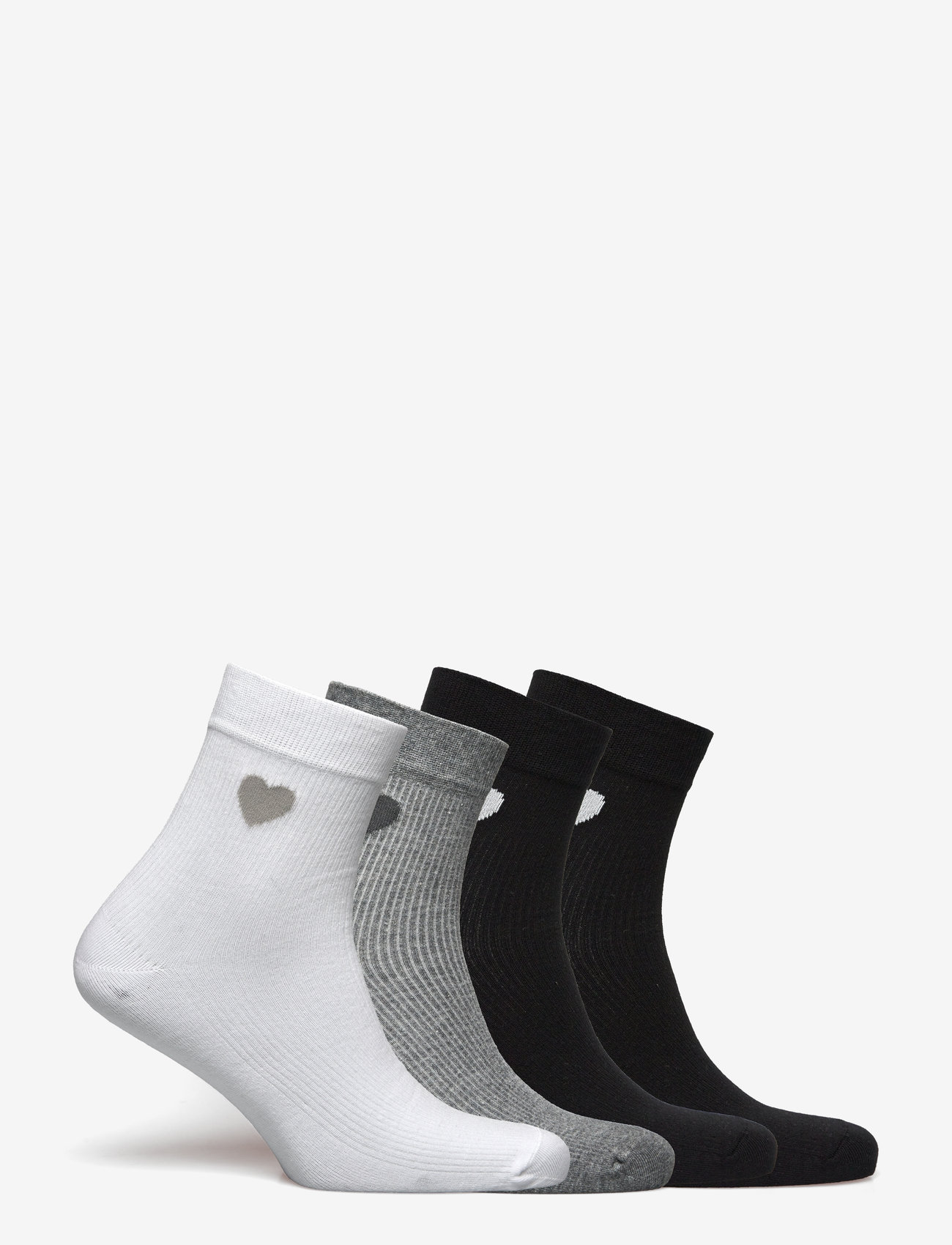 Lindex - Sock high ankle 4p placed hear - crew-socken - black - 3
