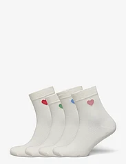 Lindex - Sock high ankle 4p placed hear - light beige - 0