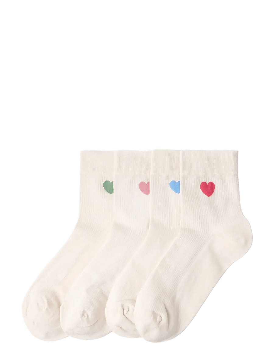 Lindex - Sock high ankle 4p placed hear - crew sokken - light beige - 0