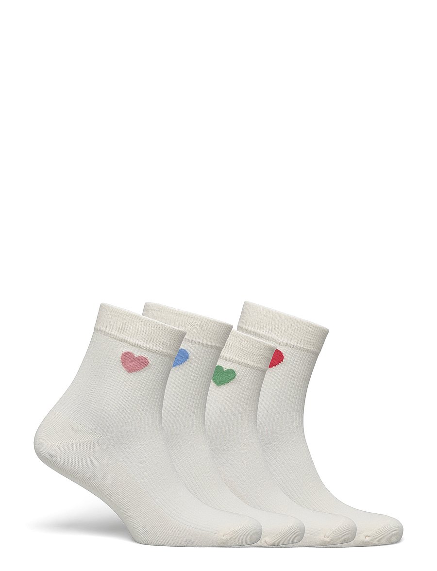 Lindex - Sock high ankle 4p placed hear - crew sokken - light beige - 1