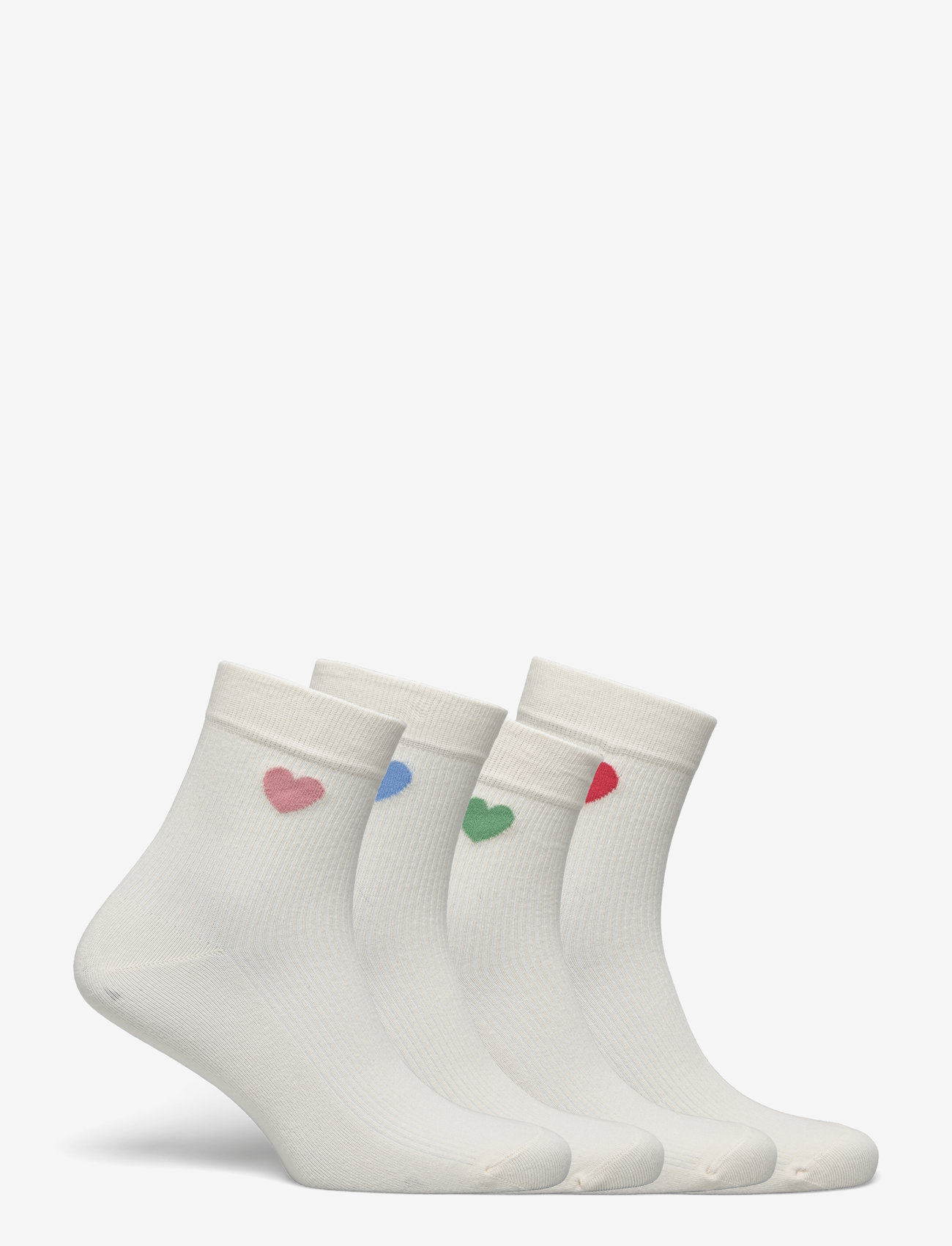 Lindex - Sock high ankle 4p placed hear - light beige - 1