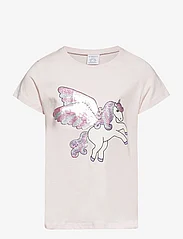 Lindex - Top s s unicorn print and sequ - kortärmade t-shirts - light pink - 0