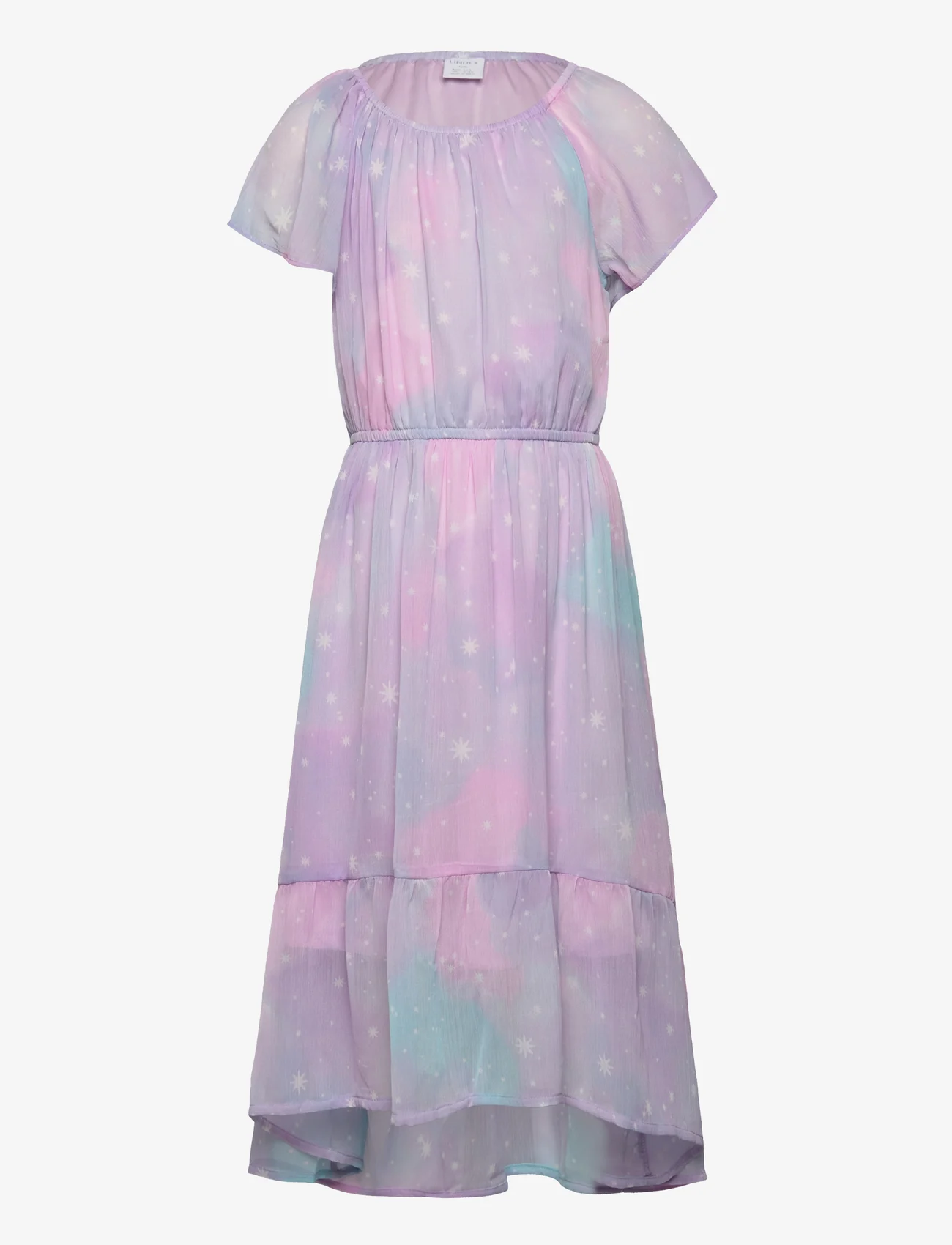 Lindex - Dress hi and low Chiffon AOP - sukienki codzienne z krótkim rękawem - light lilac - 1