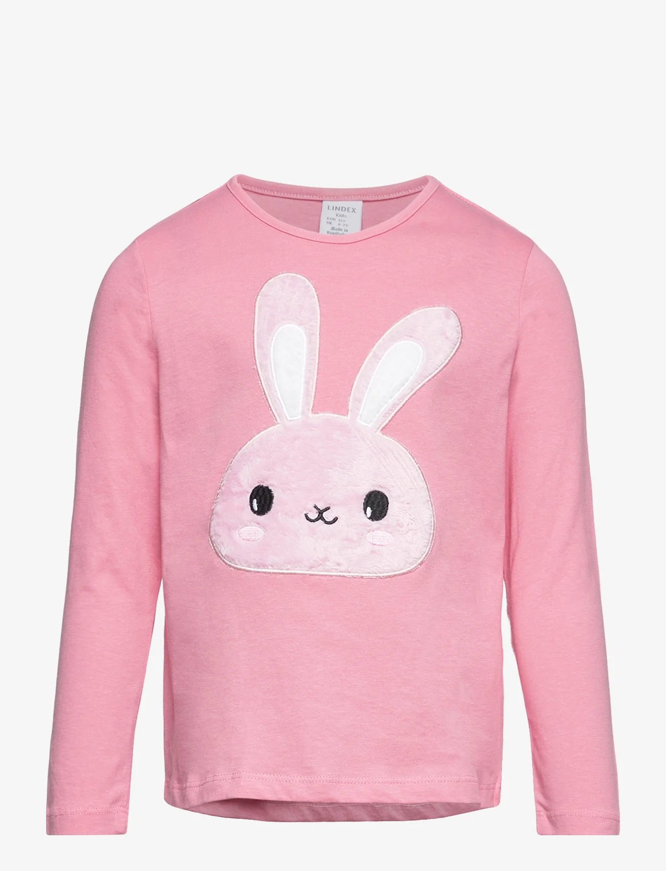 Lindex - Top l s rabbit pile applique - long-sleeved t-shirts - pink - 0